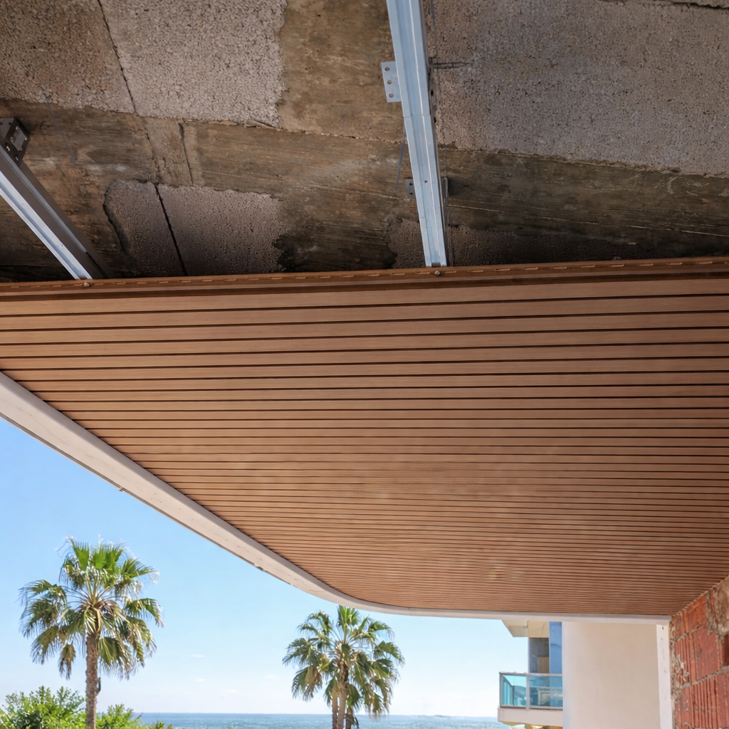 Instalación de techo de lamas PVC imitación madera